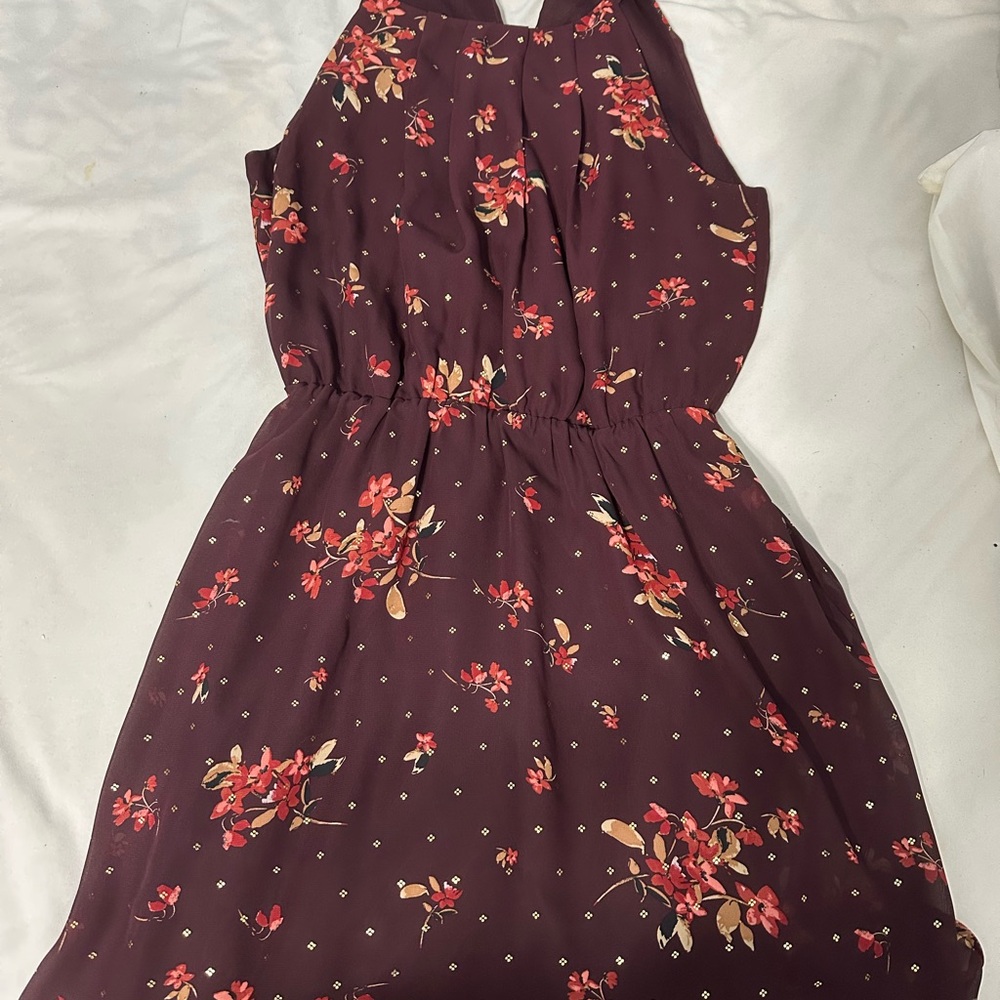 Maurices Burgundy Floral Dress